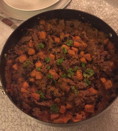 Sweet potato stew klar til servering
