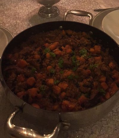 Sweet potato stew klar til servering