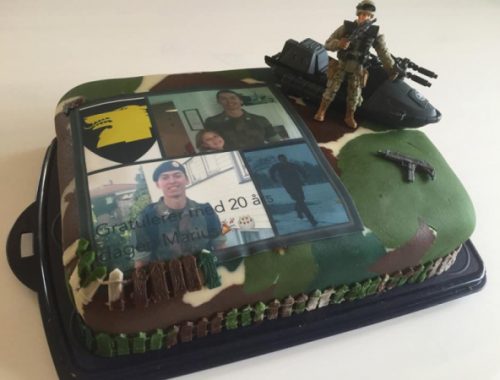Militærkake eller kamuflasjekake klar til servering
