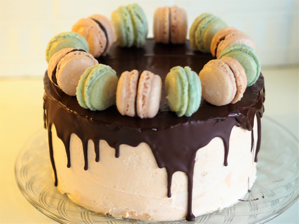 Bilde av sjokoladekake med vaniljekrem og peppermynte