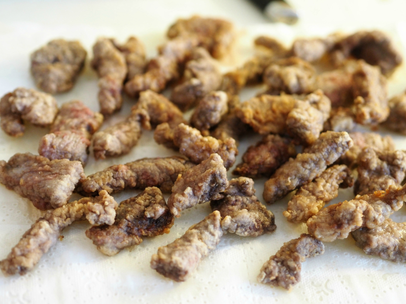 Kjøttet til biffwok med cashewnøtter